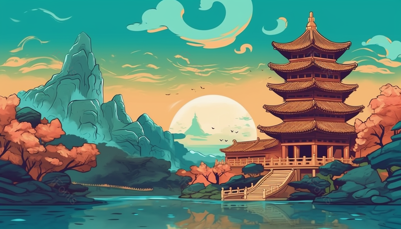 西安城市大雁塔著名景点建筑中国风背景图宣传插画图,插画/手绘图,插画/手绘图库,插画/手绘图下载,插画/手绘